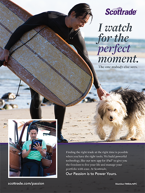 Scotttrade Surfer TV Print Ad